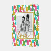 Kleurrijk papier kerstbomen Kinder foto Metalen Ornament (Voorkant links)