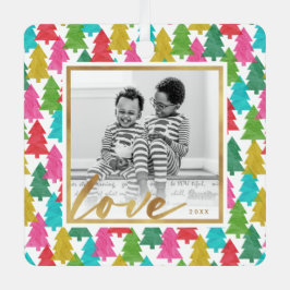 Kleurrijk papier kerstbomen Kinder foto Metalen Ornament