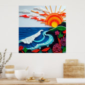 Kleurrijk papier quilling kunstwerk poster (Keuken)
