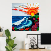 Kleurrijk papier quilling kunstwerk poster (Thuiskantoor)