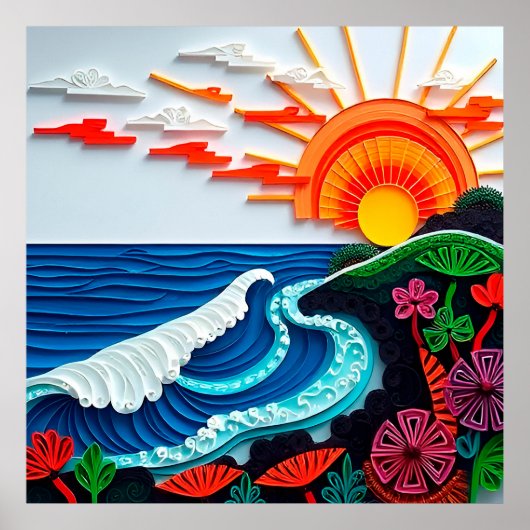 Kleurrijk papier quilling kunstwerk poster (Voorkant)