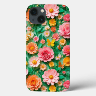 Kleurrijk papieren bloemen en vlinders Case-Mate iPhone case
