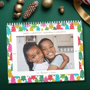 Kleurrijk Papieren Kerstbomen Foto Kalender