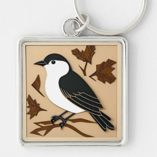 Kleurrijk papierkunst van vogel sleutelhanger