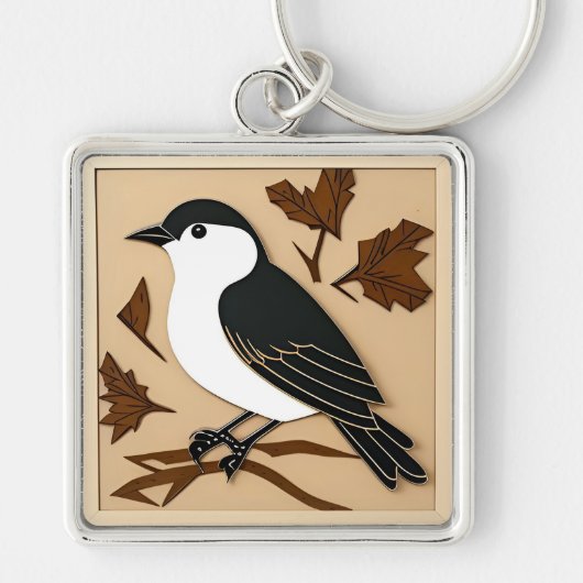 Kleurrijk papierkunst van vogel sleutelhanger (Voorkant)