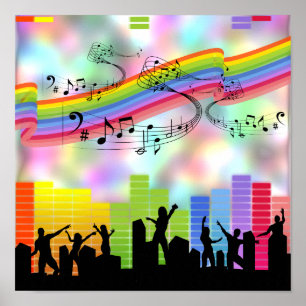 Kleurrijk Partymuziek Poster