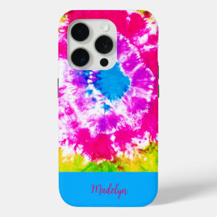 KLEURRIJK PAS STROPDAS-KLEURSTOF ONTWERP AAN iPhone 15 PRO CASE