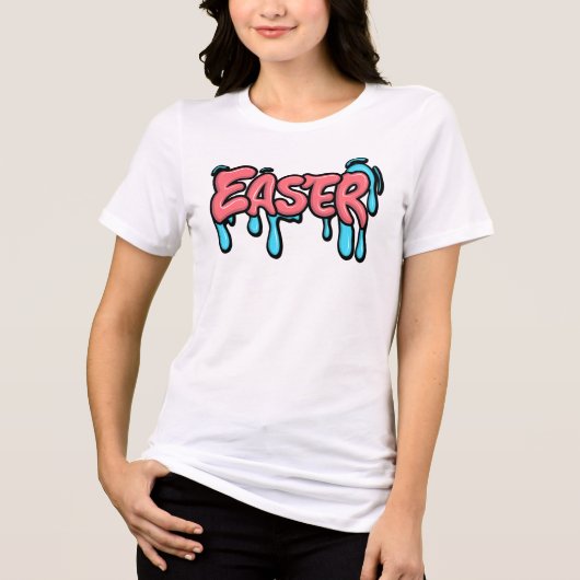Kleurrijk Pasen Drip Tekst Graffiti Stijl Ontwerp Tri-Blend Shirt (Voorkant)