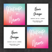 Kleurrijk pasta + modern kalligrafie script vierkante visitekaartje