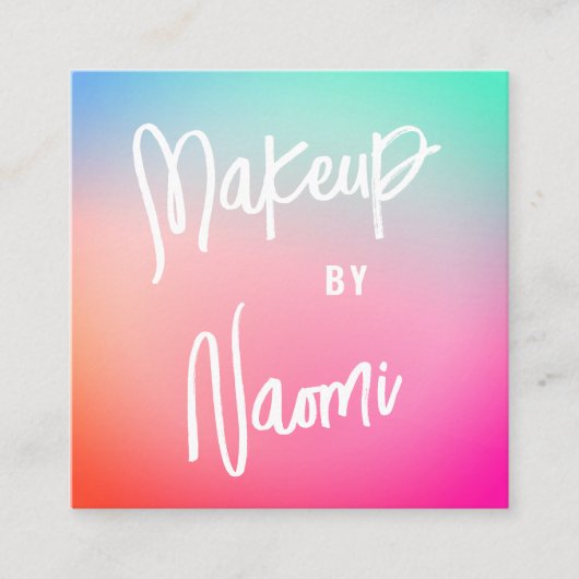 Kleurrijk pasta + modern kalligrafie script vierkante visitekaartje (Voorkant)