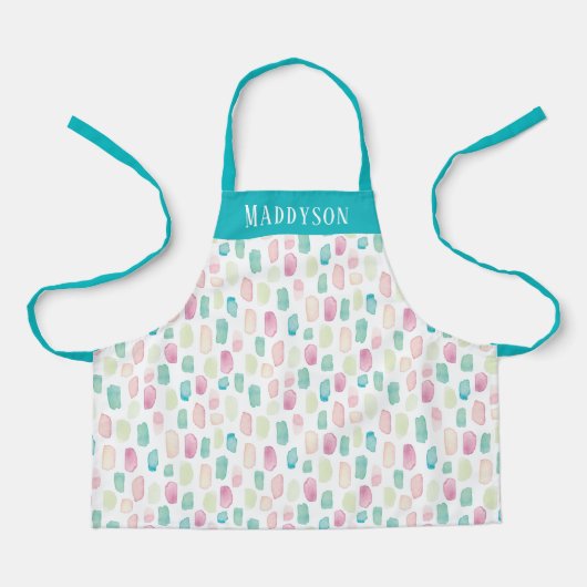 Kleurrijk pasteelschilderpatroon afdrukken schort (Voorkant)