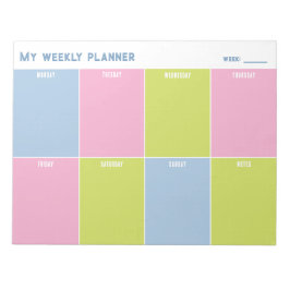 Kleurrijk Pastel Aangepaste Weekplanner Notitieblok