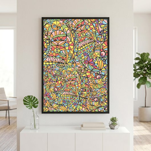 Kleurrijk Pastel Abstract Geometrisch Doodlepatroo Poster