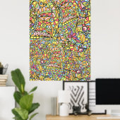 Kleurrijk Pastel Abstract Geometrisch Doodlepatroo Poster (Thuiskantoor)
