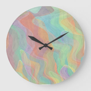 Kleurrijk Pastel Abstract Watercolor Kunst Grote Klok