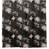 Kleurrijk Pastel Bloemmotief Vlinders Batic  patro Douchegordijn (Voorkant)