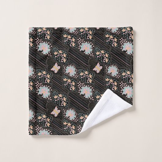 Kleurrijk Pastel Bloemmotief Vlinders Batic Patroo Bad Handdoek (Wasdoekje)