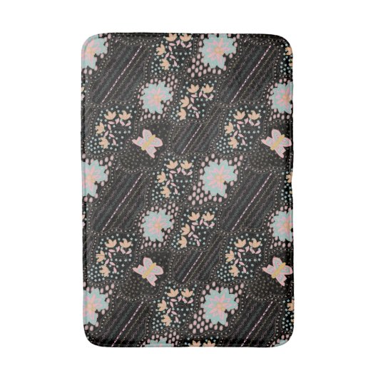 Kleurrijk Pastel Bloemmotief Vlinders Batic Patroo Badmat (Voorkant Verticaal)