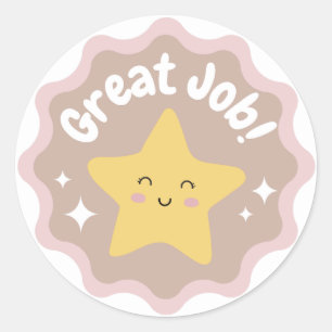 Kleurrijk Pastel Cute Goed Werk Voor Kinderen Ronde Sticker