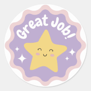 Kleurrijk Pastel Cute Goed Werk Voor Kinderen Ronde Sticker