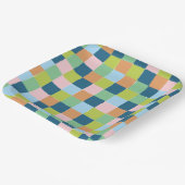 Kleurrijk Pastel dambord patroon Papieren Bordje (Gebogen)