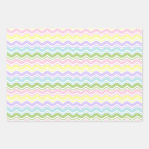 Kleurrijk Pastel Golflijn Zigzag Vierkant Patroon Inpakpapier Vel