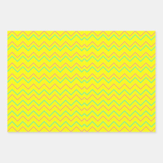 Kleurrijk Pastel Golvende Lijnen Zigzag Vierkant P Inpakpapier Vel (Voorkant 3)