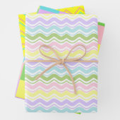 Kleurrijk Pastel Golvende Lijnen Zigzag Vierkant P Inpakpapier Vel (In situ)