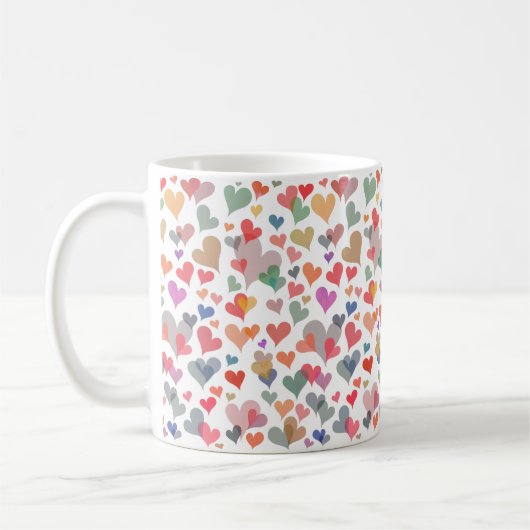 Kleurrijk pastel Heart Pattern Cute Girly Koffiemok (Links)