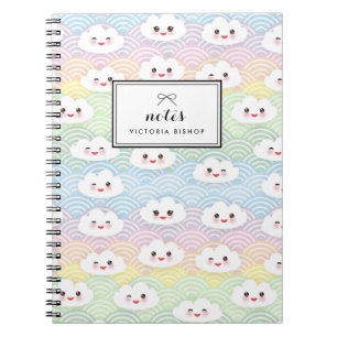 Kleurrijk Pastel Kawaii Wolken Patroon Gepersonali Notitieboek