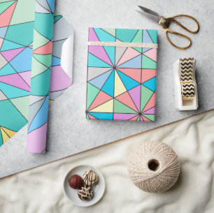 Kleurrijk Pastel Mozaïek Driehoek Ster Patroon Cadeaupapier