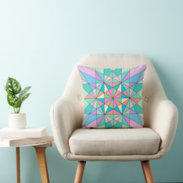 Kleurrijk Pastel Mozaïek Driehoek Ster Patroon Kussen