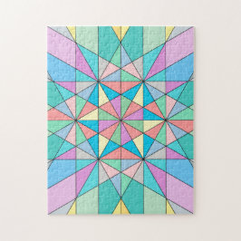 Kleurrijk Pastel Mozaïek Driehoek Ster Patroon Legpuzzel