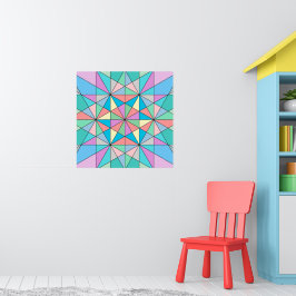 Kleurrijk Pastel Mozaïek Driehoek Ster Patroon Poster