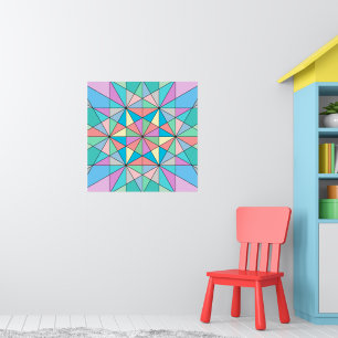 Kleurrijk Pastel Mozaïek Driehoek Ster Patroon Poster