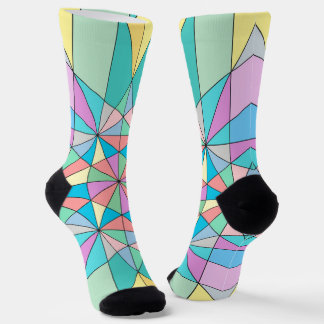 Kleurrijk Pastel Mozaïek Driehoek Ster Patroon Sokken