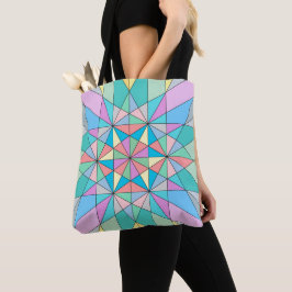 Kleurrijk Pastel Mozaïek Driehoek Ster Patroon Tote Bag