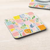 Kleurrijk Pastel Patchwork Preppy Bier Onderzetter (Linkerzijde)