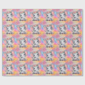 Kleurrijk pastel regenbooglitter Elephant Roze Cadeaupapier (Vlak)