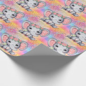 Kleurrijk pastel regenbooglitter Elephant Roze Cadeaupapier (Hoek)