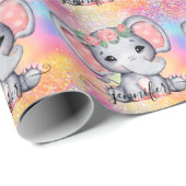 Kleurrijk pastel regenbooglitter Elephant Roze Cadeaupapier (Rol Hoek)