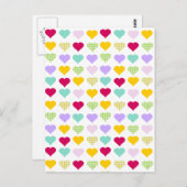 Kleurrijk pastelhartspatroon briefkaart (Voorkant / Achterkant)