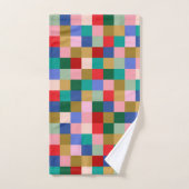 Kleurrijk Patchwork Dambord Modern Geometrisch Bad Handdoek (Handdoek)