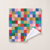 Kleurrijk Patchwork Dambord Modern Geometrisch Bad Handdoek (Wasdoekje)