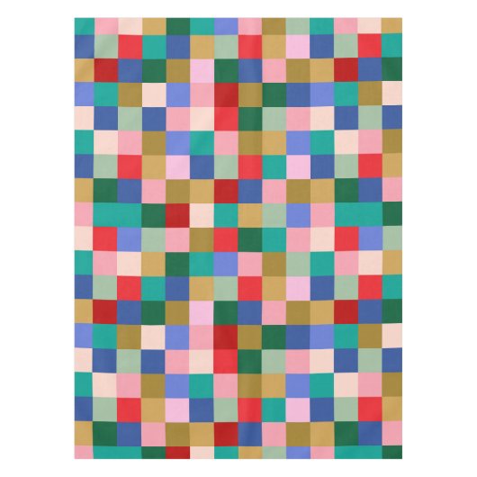 Kleurrijk Patchwork Dambord Modern Vakantieseizoen Tafelkleed (Voorkant)