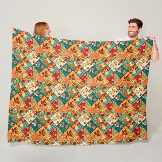 Kleurrijk Patchwork Dekbed Patroon Fleece Deken (In situ)