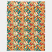 Kleurrijk Patchwork Dekbed Patroon Fleece Deken (Voorkant)