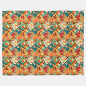 Kleurrijk Patchwork Dekbed Patroon Fleece Deken (Voorkant (Horizontaal))