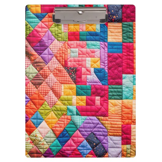 Kleurrijk Patchwork Dekbed Patroon Klembord (Voorkant)