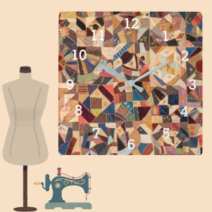 Kleurrijk Patchwork Dekbed Rustieke Naaikamer Vierkante Klok